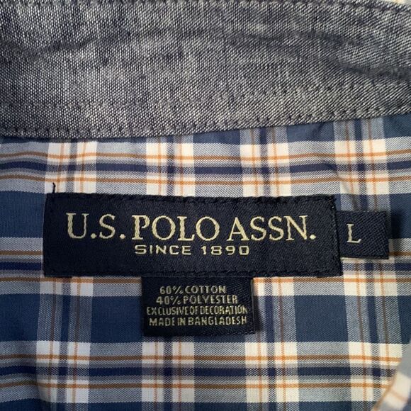 U.S.Polo Assn.Blue Plaid Long Sleeves Size L - Picture 9 of 9